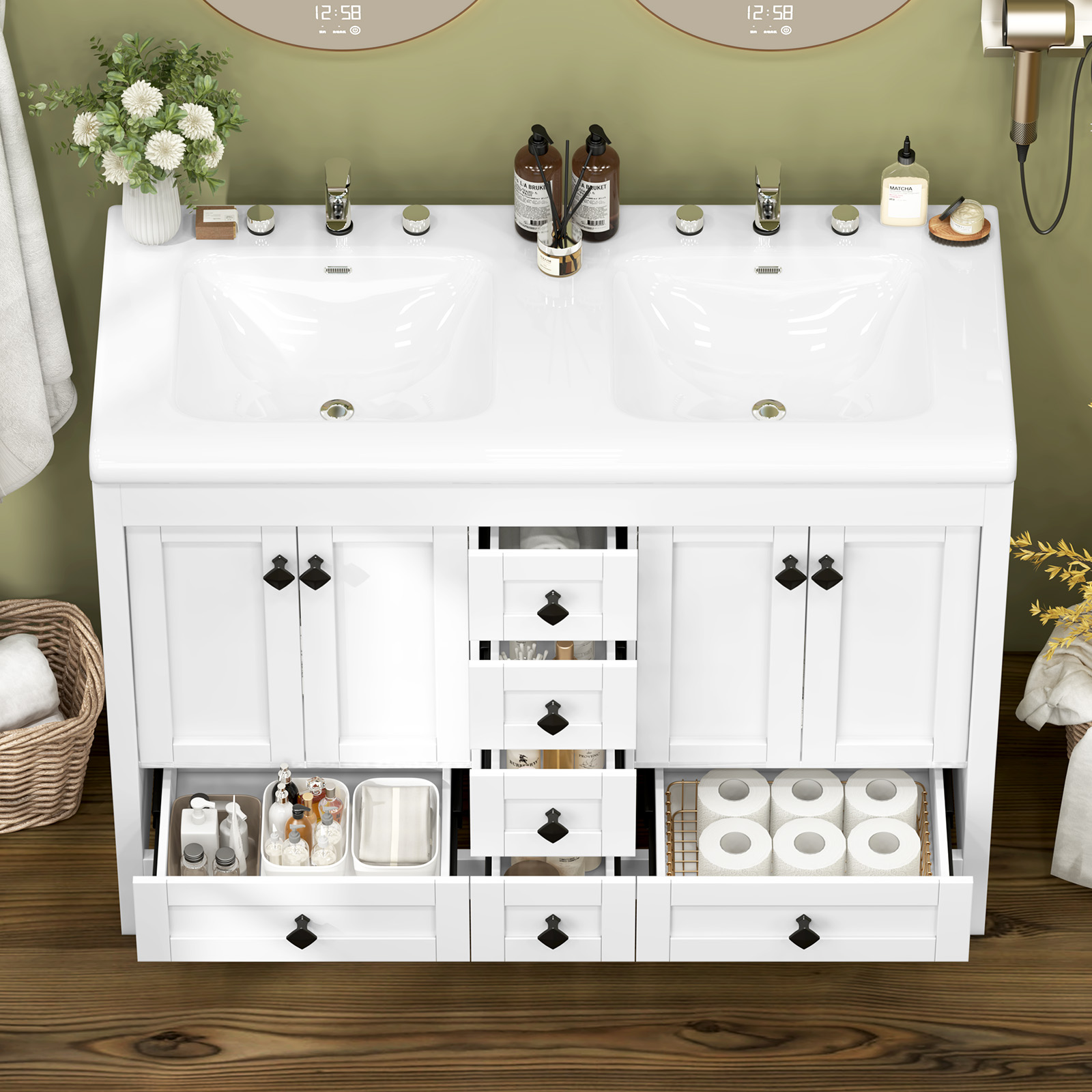 Mueble de baño blanco de 47.3  - Home Bathroom Vanity Combo reseña y precio